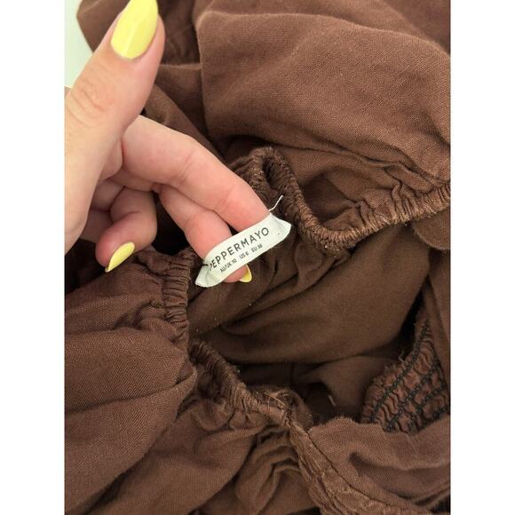 Peppermayo brown smocked mini dress - size 6 - Picture 6 of 6